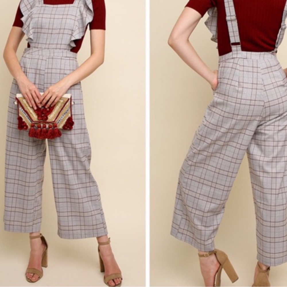 Umgee Plaid Overall/ Jumpsuit